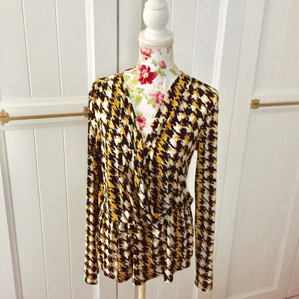Ann Klein Houndstooth Blouse